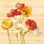 Dancing Poppies on Stripes Art Print