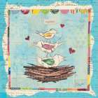 Family of Love Birds Square Art Print