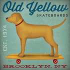 Golden Dog on Skateboard Art Print