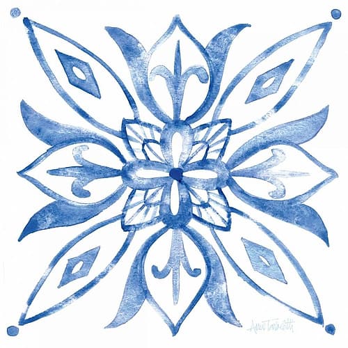 Tile Stencil II Blue Decorative Print