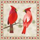 Festive Birds Two Cardinals Art Print