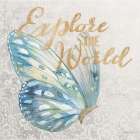 Textile Floral Butterfly III Art Print