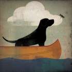 Black Dog Canoe Ride Art Print