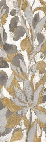 Painted Tropical Screen I Gray Gold Crop Art Print