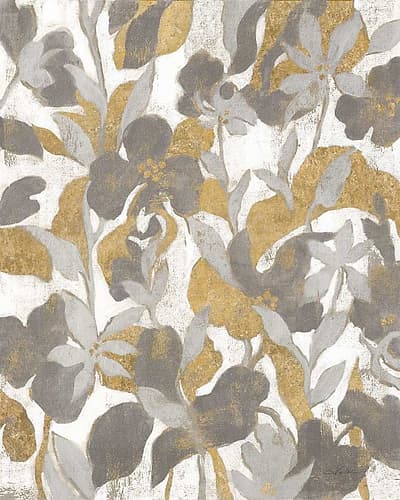 Painted Tropical Screen II Gray Gold Art Print