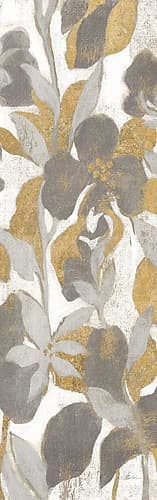 Painted Tropical Screen II Gray Gold Crop Art Print