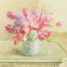 Tulips and Hyacinths on White Art Print
