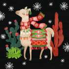 Lovely Llamas IV Christmas Black Art Print