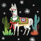 Lovely Llamas V Christmas Black Art Print