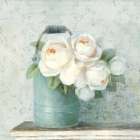 June Roses I White Blue Crop Art Print