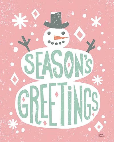 Christmas Whimsy Snowman Vintage Art Print