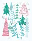 Merry Christmastime Trees Vintage Art Print