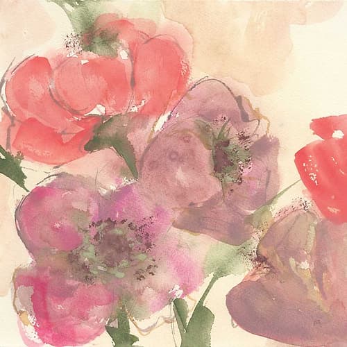 Coral Blooms II Dark Green Art Print