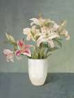 Lilies in White Vase Art Print