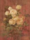 Peach Roses on Red II Art Print