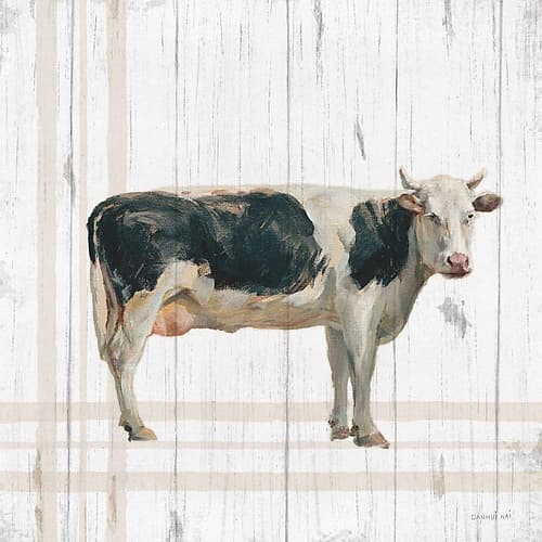 Farm Patchwork V White Wood Art Print