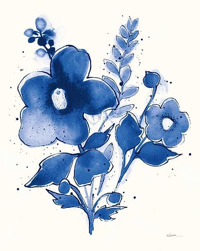 Independent Blooms Blue IV v2 Art Print