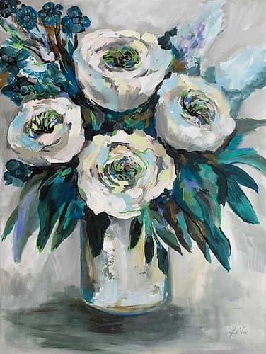 White Roses Bouquet Art Print