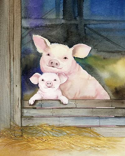 Farm Family Pigs Art Print
