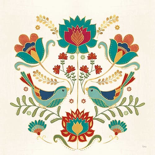 Folk Floral III v2 Art Print