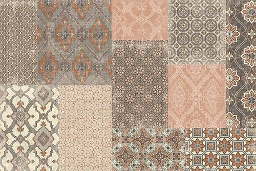 Venetian Patchwork I Orange Gray Art Print