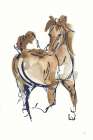 Sketchy Horse V Navy Art Print