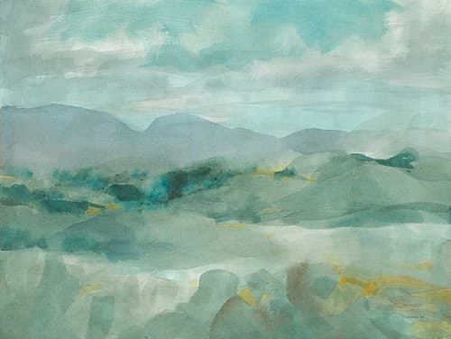 Green Mountain View Landscape Print