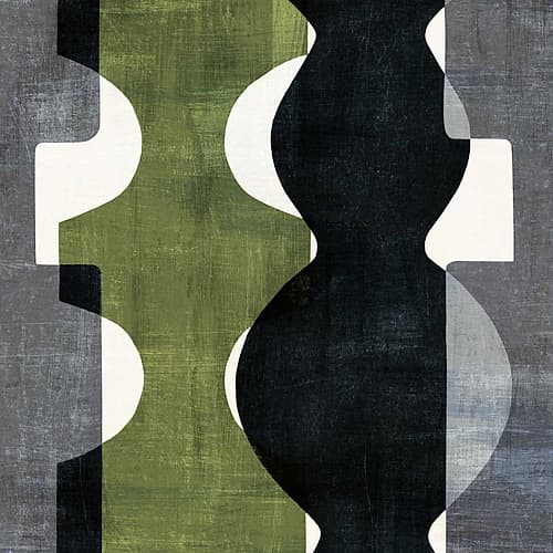 Geometric Deco II with Green Art Print by Wild Apple Portfolio