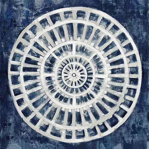 Blue Textured Medallion Global Print