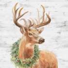 Woodland Holidays Stag Gray Art Print