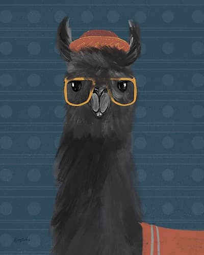 Delightful Alpacas IV Blue Art Print