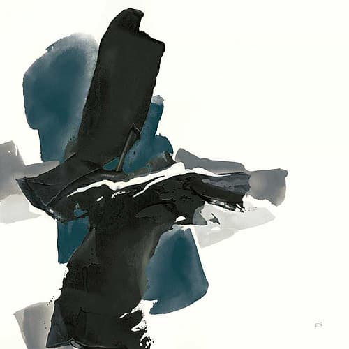 Black and Dark Teal IV Art Print
