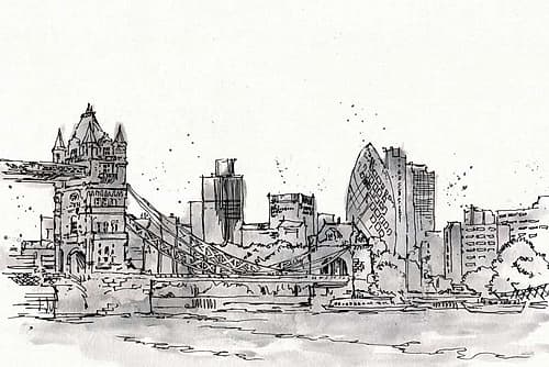 Skyline Sketches IV No Words Flowers Word Art Print
