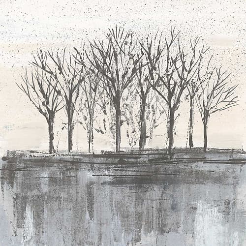 Trees at Dawn II Neutral Art Print