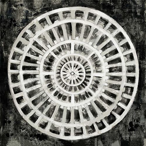 Black Textured Medallion Global Print