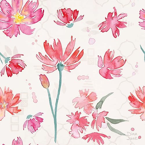 Flowers and Feathers Pattern IVA Art Print