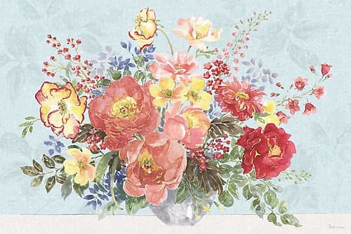 Floral Focus V Blue Art Print