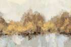 Autumn River Reflection Gold Art Print