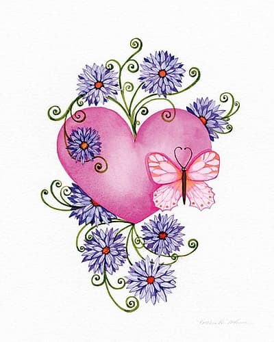Hearts and Flowers III Art Print