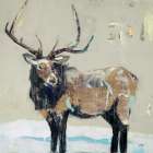 Winter Elk Neutral Art Print
