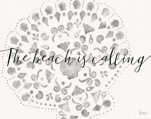 Sea Charms V Silver Coastal Print