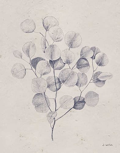 Soft Summer Sketches II Navy Nature Print