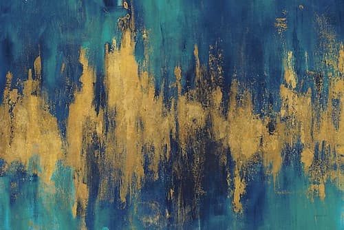 Blue and Gold Abstract Crop Art Print