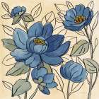 Spring Lace Floral IV Dark Blue Art Print