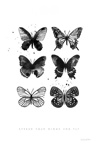 Six Inky Butterflies Art Print