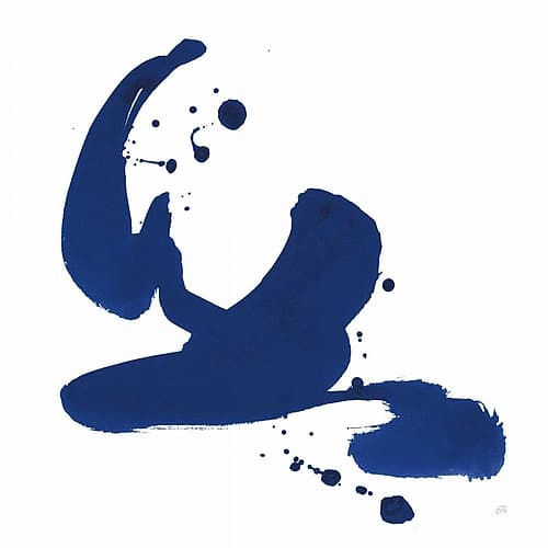 Cobalt Ink Drops I Minimalist Print