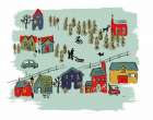 Winter Village I Green Art Print