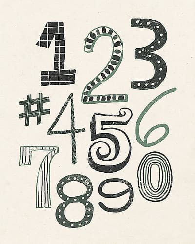 Funky Numbers Dark Art Print