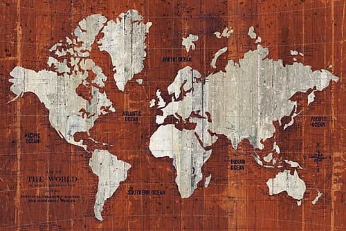 Old World Map Rust Art Print