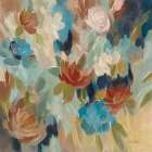 Blue and Sienna Floral Art Print